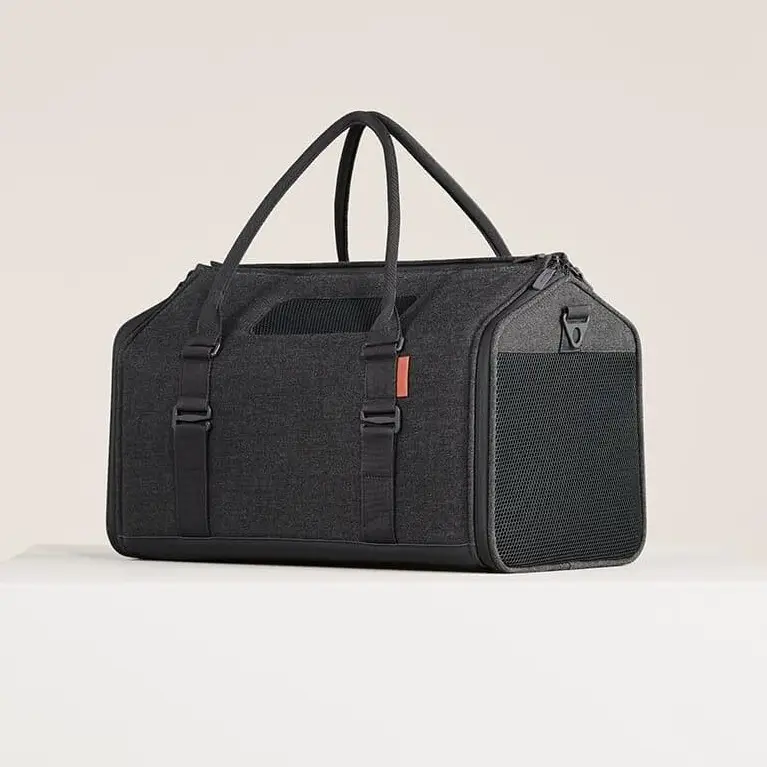 Porto Cat Carrier - Soft-Sided, Water-Resistant Canvas, Breathable Mesh Windows, Removable Faux Shearling Bedding, Cat Travel Bag