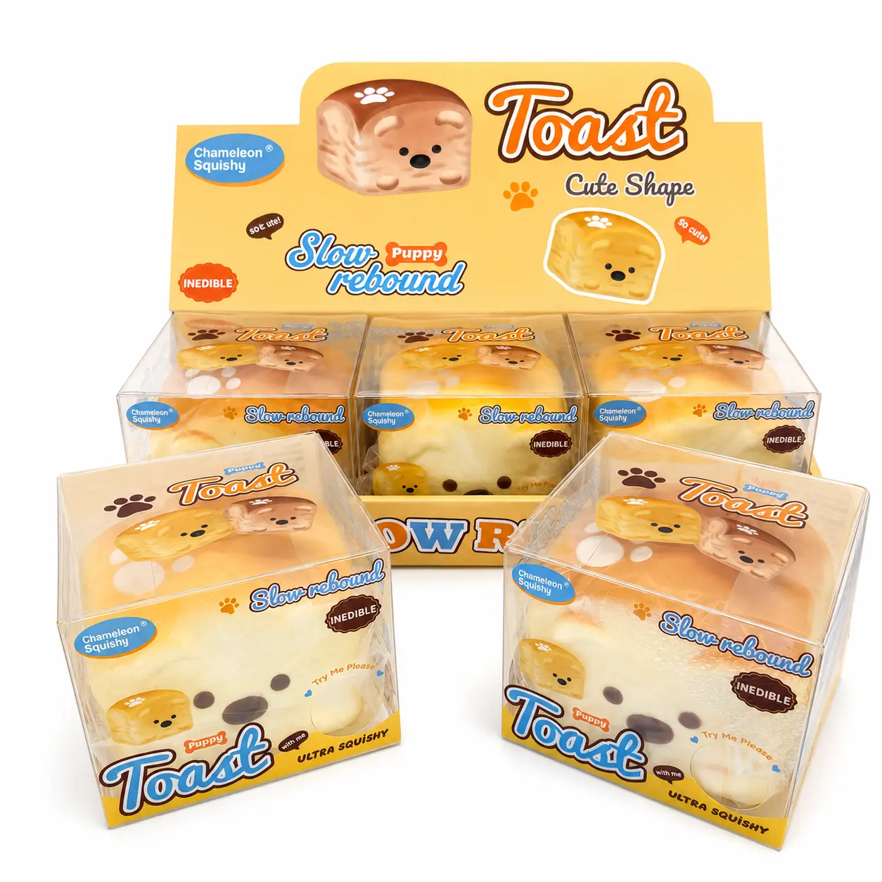 Puppy Toast Squishy Slow Rising Kawaii Stress Relief Toy Soft Scented Bread Squishy