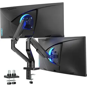 Dual  Mount, Heavy Duty  Arms for 2 Monitors for 17-35 Inch, Fully Adjustable  Desk Stand Ultrawide Screen, VESA 75x75 or 100x100mm, Black