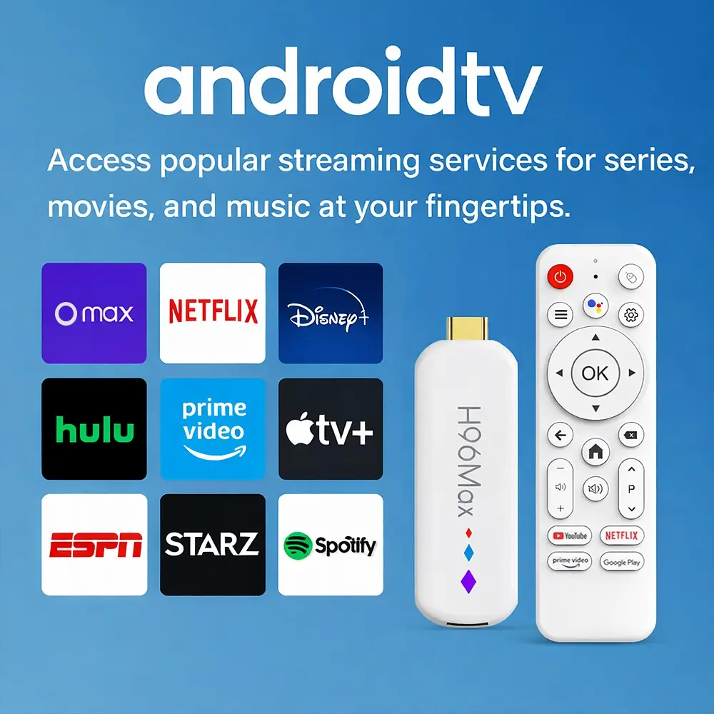 H96 AX Android 14.0 TV Stick de 16 GB ATV Quad-Core WiFi6 2.4G/5.8Ghz