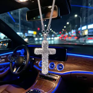 Car Rearview Mirror Pendant Decoration, Cross Auto Car Hanging Accessory, Elegant Interior Decor, 1pc Car Accessory, Car Ornament