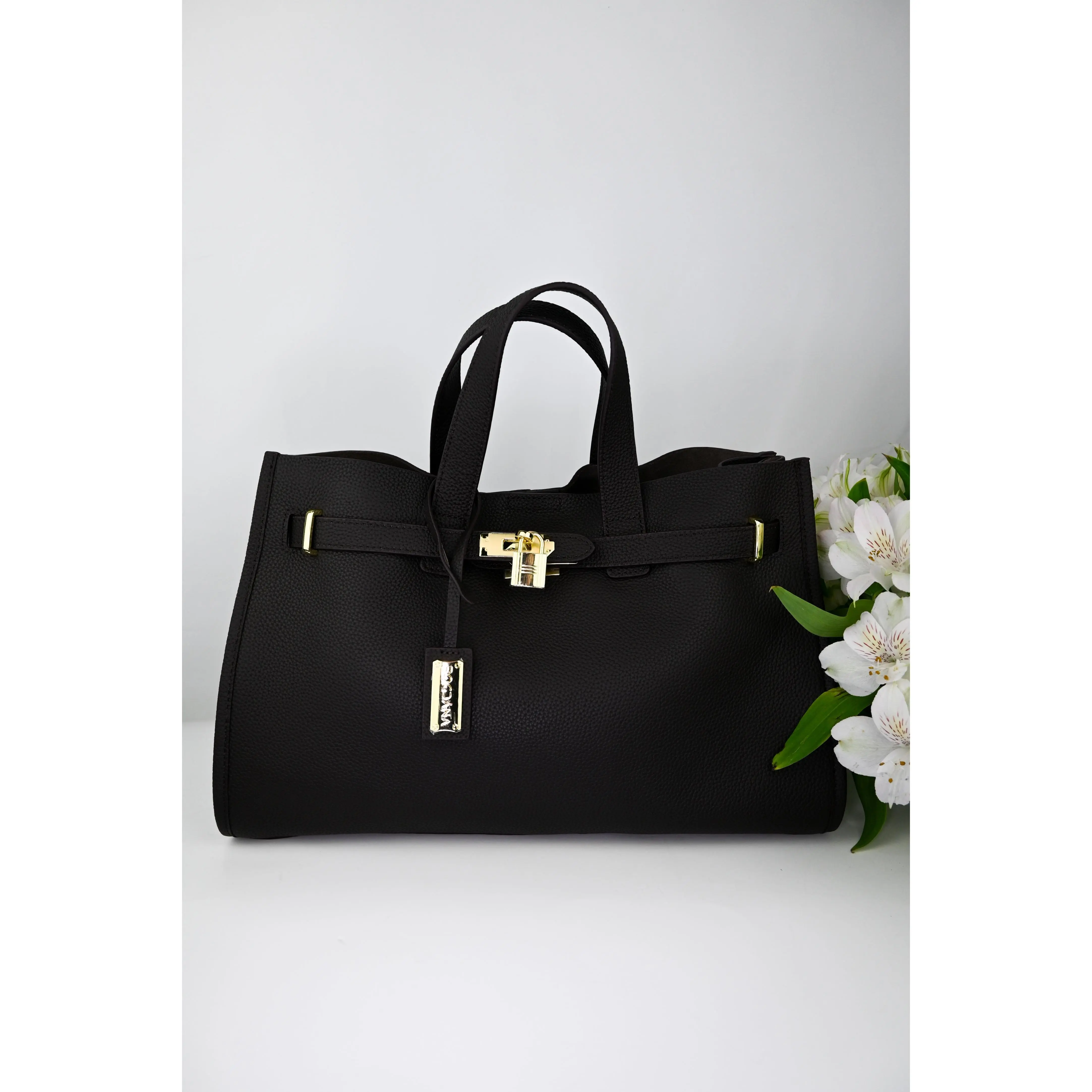 Chocolate with gold hardware.