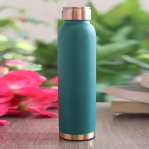 Copper Pure Lacquer Coated Silk Finish Leak Proof Ergonomic Design Bottle Handmade Drinkware Traditional Aesthetic tumbler cup