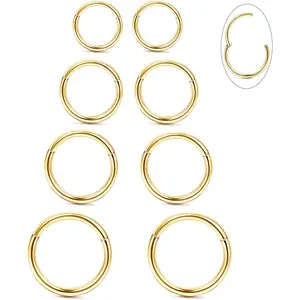 MILACOLATO 8Pcs G23 Titanium Hinged Clicker Segment Nose Rings Hoop Septum Nose Lip Ring Hoop for Women Men Helix Cartilage Daith Tragus Sleeper Earrings Body Piercing Improved 16G