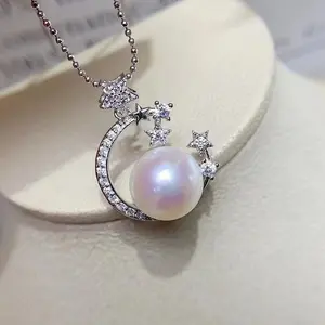 【PN01】Galaxy Series, S925 Moon and Star Cultured Freshwater Pearl Necklace – Elegant Accessory for Celestial Inspiration