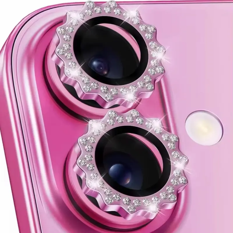 Bling 3D Flower Camera Lens Protector For iPhone 17 16 15 14 Pro Max Plus HD Back Glass Camera Cover