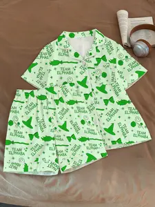 Women's Sleepwear 2-Piece Set, Casual Comfort Short Sleeve Top & Shorts, Wicked Elphaba & Glinda Pattern, Summer Home Wear