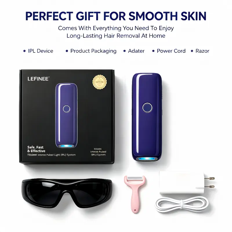 Painless IPL Laser Hair Removal Device 3 in 1 Home Hair Removal Machine Electrolysis Permanent Hair Removal Device for Men and Women Face and Body Hair Removal (Purple) LED Digital Display nearly painless