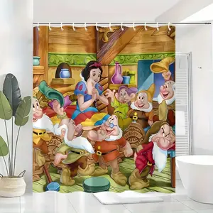 DISNEY CLASSIC Snow White and the Seven Dwarfs Shower Curtain, Classic Cartoon Bathroom Decor