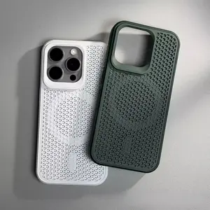 Mesh Heat Dissipation Suitable for Iphone16promax Magnetic Suction Phone Case Breathable Frosted luxury  case