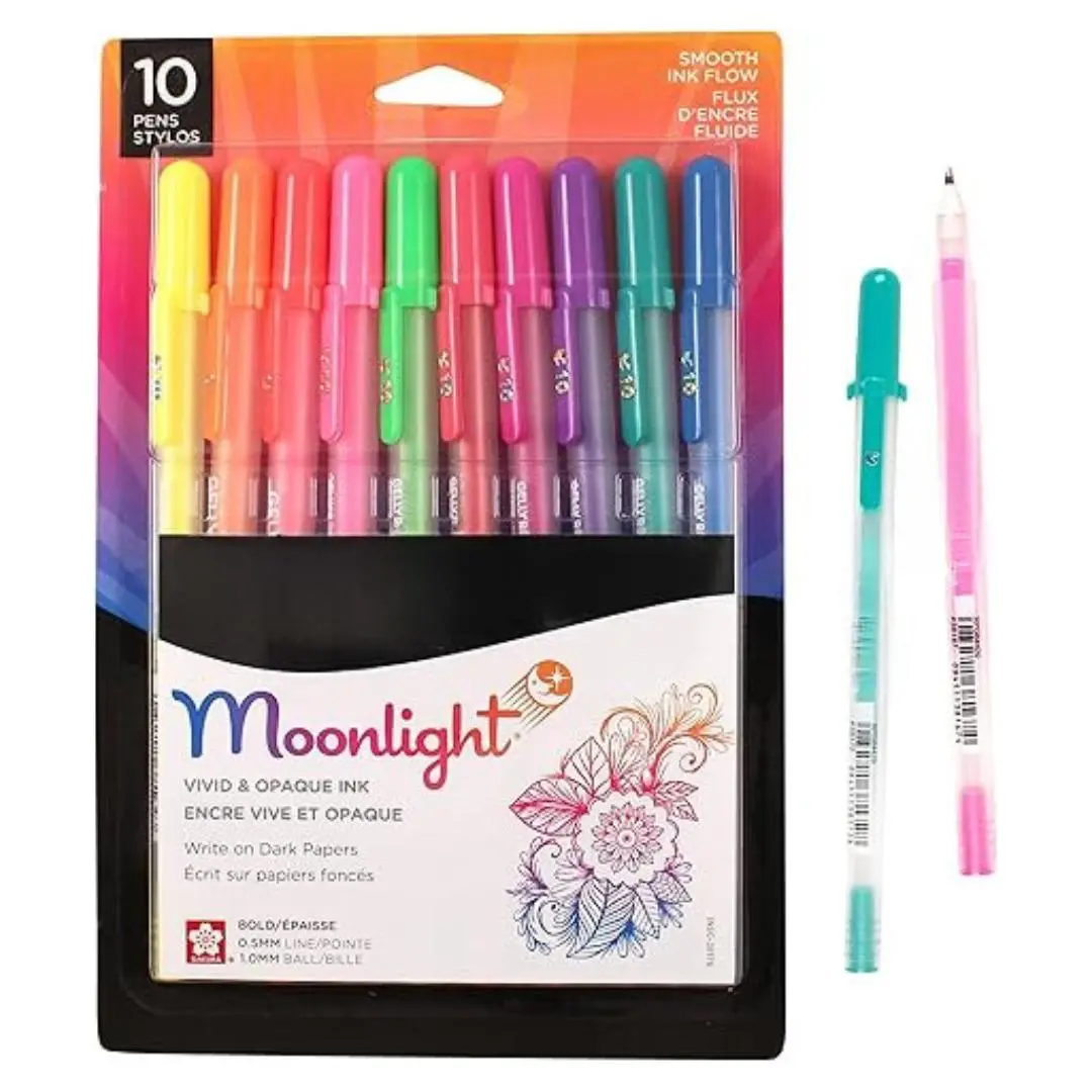 Gelly Roll Moonlight 10 Gel Pens - Bold Point Ink Pen for Journaling, Art, or Drawing - For Art Gifts, Holiday Gifts & DIY Projects - Assorted Bright Ink - Bold Line - 10 Pack