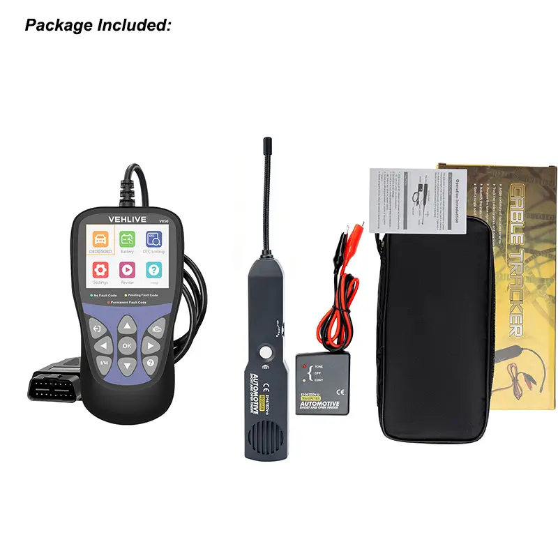 2 in 1 Automotive OBD2 Scanner & Wire Tracer Kit Engine Diagnostic Tool,Car Code Reader And Erase, Battery Tester, Live Data, Freeze Frame, I/M Readiness, Circuit Breaker Finder Fault Probe,Wire Short/Open Circuit Locator Tracker Electrical For Car