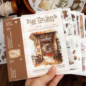 vintage design series sticker book, 50 sheets/book scrapbooking & journal making material paper, diy decorative sticker for scrapbooking, journal making, handmade crafts, vintage stickers