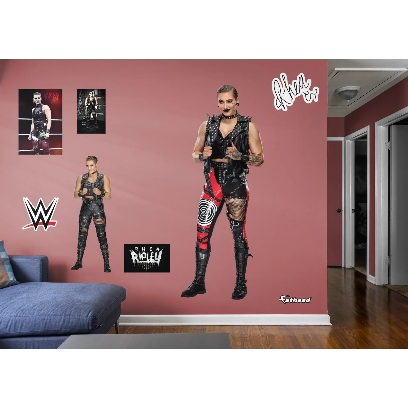 Official WWE Rhea Ripley RealBig Collection #1 Smooth Decorative Wall Stickers, Rhea Ripley Theme Reusable Seamless Stick Peel-and-Stick Home Decor Stickers