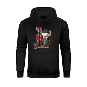 Men's jumping cartoon animal print Hooded sweatshirt, casual round neck short sleeve top, polyester knit fabric, slightly stretchy, regular cut, suitable for summer street running and daily wear, plus size