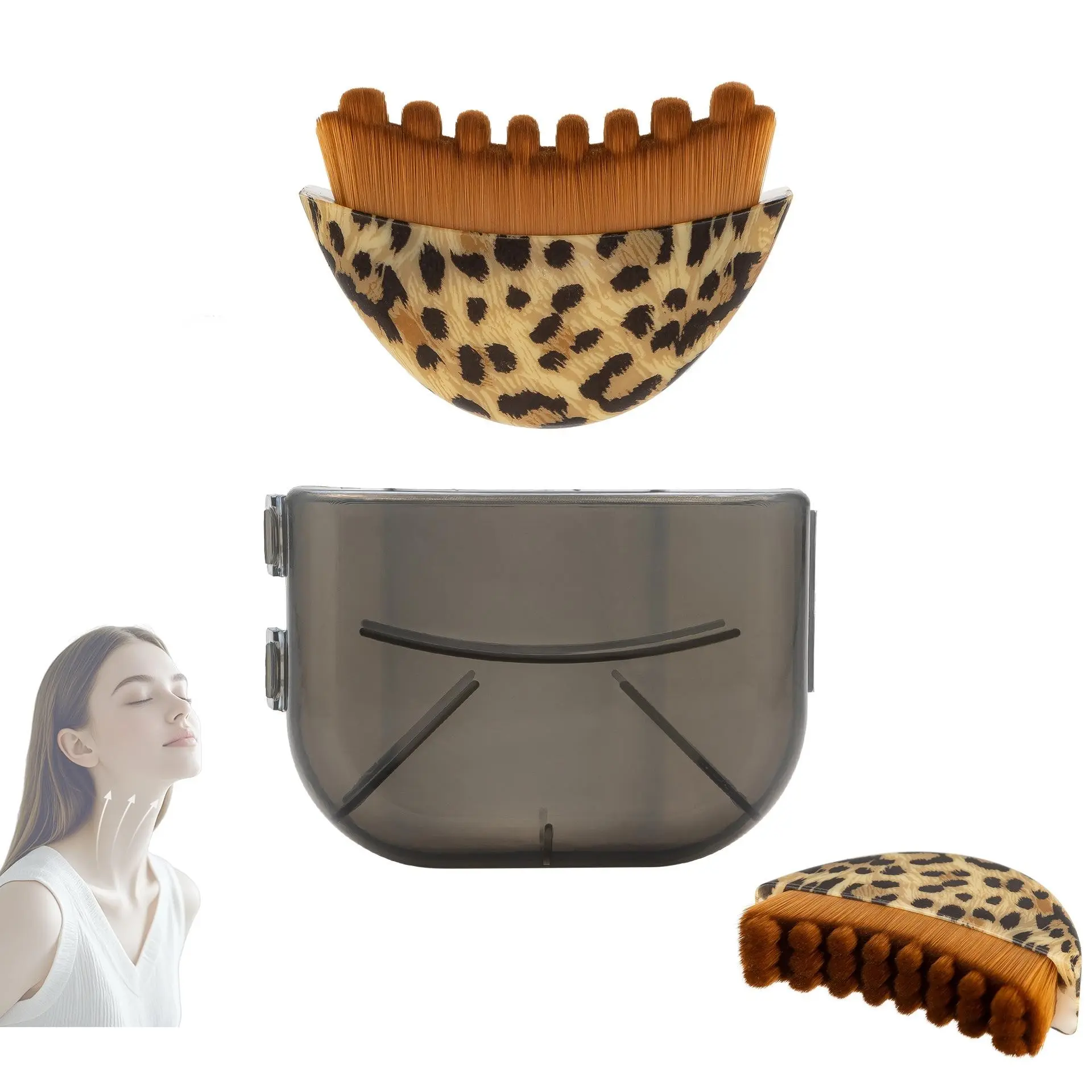 Facial Lymphatic Drainage Brush Set, Dry Brush Massager for Jawline and Chin Shaping, Ergonomic Design for Gentle Lymphatic Massage
