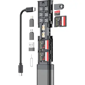 Multifunctional 9 in1 SD Card Reader  and USB 3.0 TF/SD Type-C with OTG Adapter for  Android and  Memory Stick Plug and Play (Upgrade Version)
