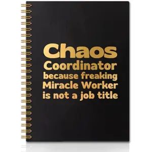 Advanced Black Gold Spiral Binding Notebook -5.5X8.3 inches, 50 pages, fun work diary, ideal choice for college students and gifts