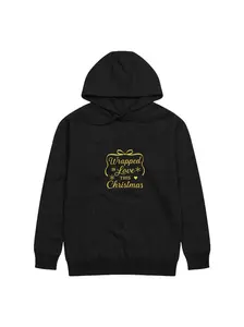Glittery Love Christmas Hoodie Long Sleeve Fitted Unisex Casual Cartoon Hoodie for Autumn Soft Cotton Blend Pullover Sweatshirts Fleece Womenswear