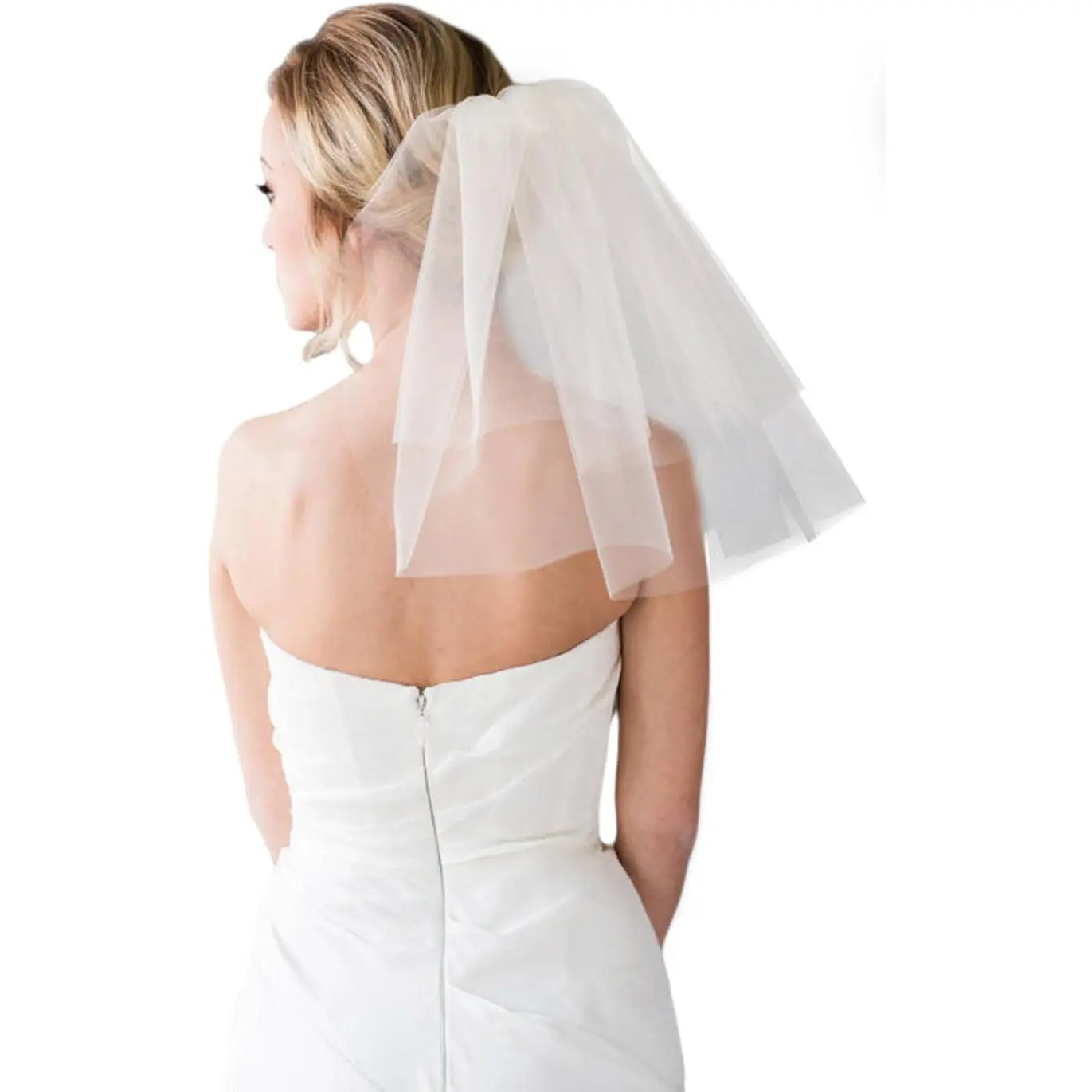 Wedding Veil 1 Tier Short Bridal Veil Shoulder Length with Comb (15.74 Inches)