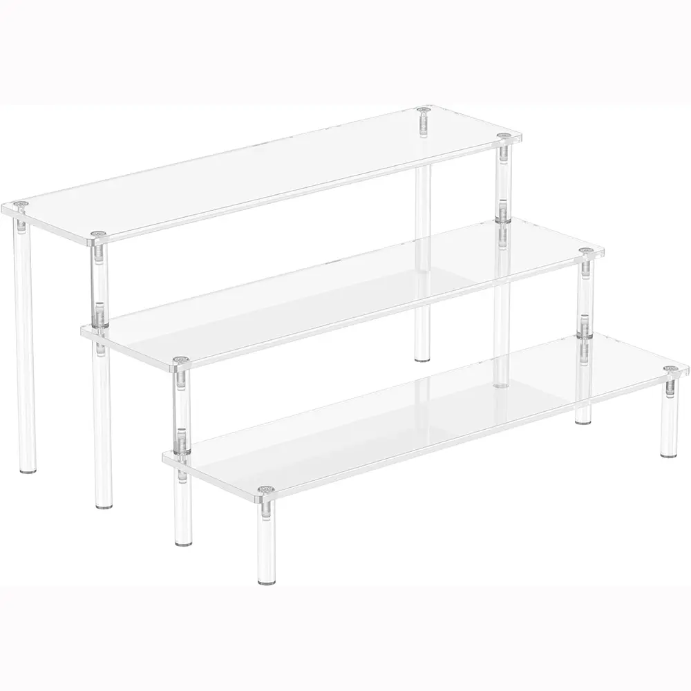 Acrylic Display Risers, 3 Tier Perfume Organizer, Clear Cupcake Stand | Large Shelf Risers for Figures, Dessert Shelves for Party, Display Holder for Decoration and Organizer