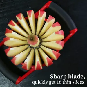 Apple Slicer and Corer Upgraded Stainless Steel, Large Size and 16 Sharp Blades. It Has A Non-slip Plastic Handle for Easy Grip. The Perfect Gift for Easter, Mother's Day and Father's Day. Easy-to-clean Anti-rust Kitchen Fruit Divider