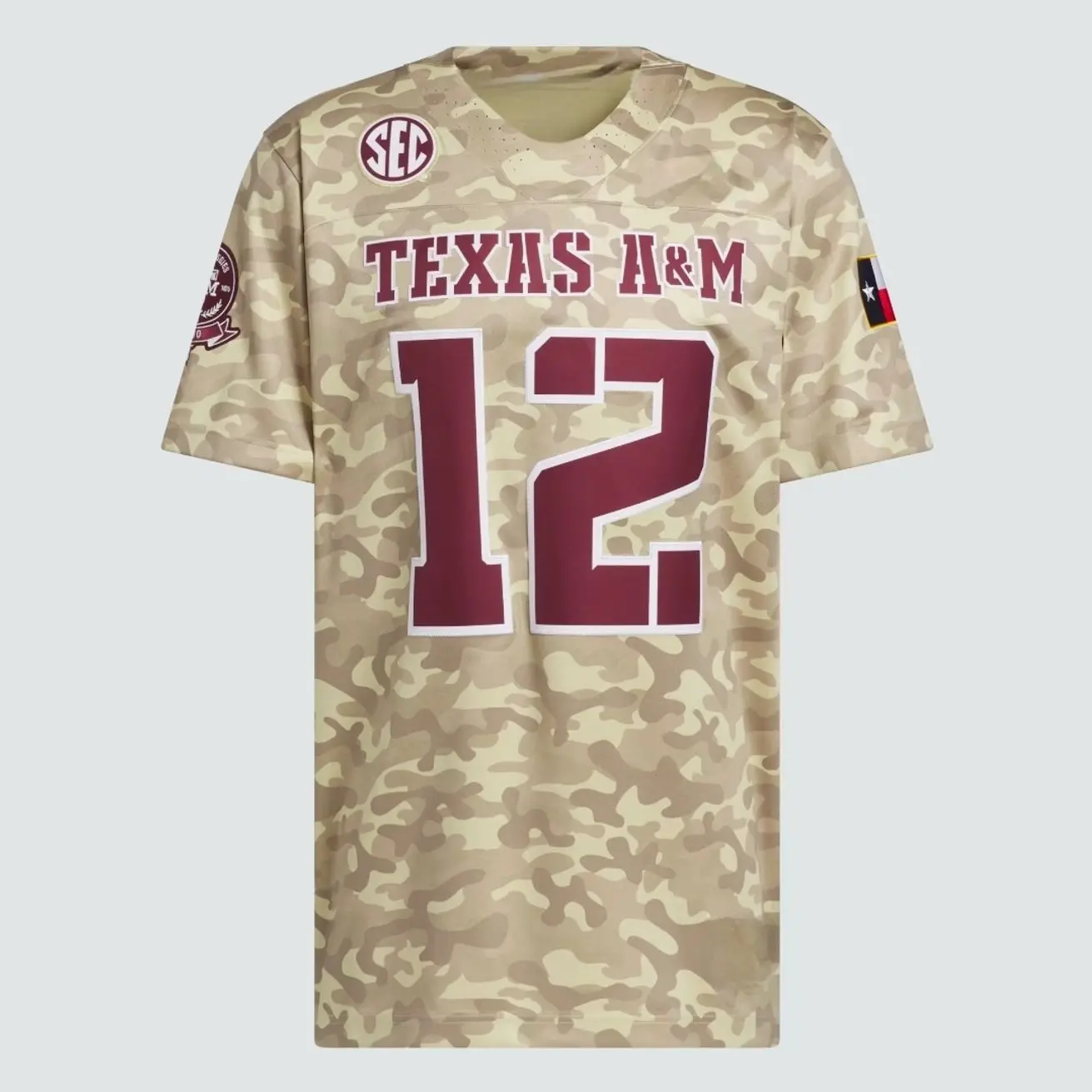 Unisex Football College #12 Texas A&M Aggies Honor & Support Premier Strategy Jersey - Beige