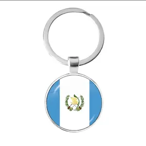 Guatemala Flag Color Round Metal Alloy KEY CHAIN Ring Keychain NEW