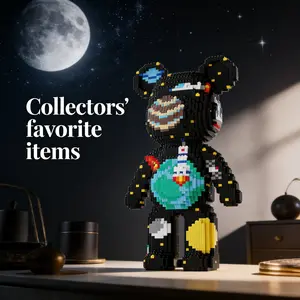 7220pcs Lucky Bear Graffiti Pattern 3D Puzzle Building Block Creative Decoration Gift for Birthday Halloween Valentine Christmas