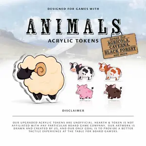 [BACKORDERED] Animals Bundle Tokens | Acrylic Game Tokens – 0.75" | Double-Sided Print