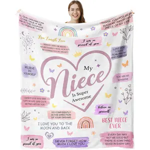 Niece Gifts from Auntie, Gifts for Niece Blanket, Niece Birthday Gifts, Gifts for Nieces from Aunt Uncle, Christmas Birthday Gifts for Niece Throw Blanket 60"X50", Printed on One Side with a Plain White Back, Halloween Thanksgiving Christmas Gift
