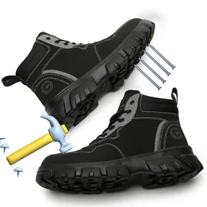 2025 New Stylish Unisex Mid-Top Safety Boots with Steel Toe Protection - Anti-Break, High Quality, Non-Slip & Puncture-Proof Rubber Sole, Shock-Absorbing Durable Design for Construction, Outdoor & Daily Wear - All-Season Comfort, Lace-Up Cl