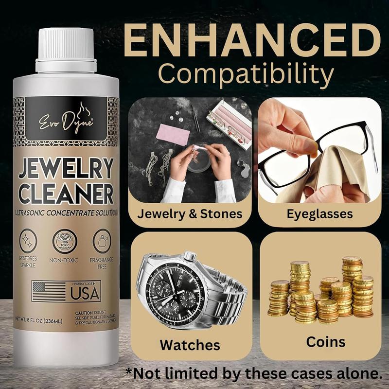Ultrasonic Jewelry Cleaner Solution (16oz) Concentrated Jewelry Cleaner for Diamonds, Gold, Silver & More | Compatible with Ultrasonic Machine (s)