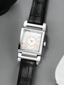 Retro Dial Square Watch Crocodile Pattern Leather Strap, Business Casual Temperament Watch, Stylish Timepiece for Everyday Wear