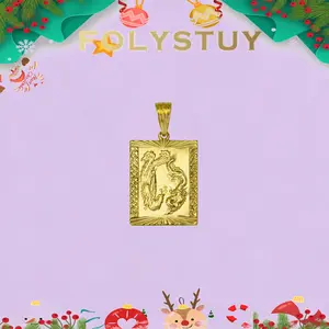 《K142》Rectangular Dragon Phoenix Pendant | 20x15mm Detailed Engraved Charm | Must-Have Layer Piece