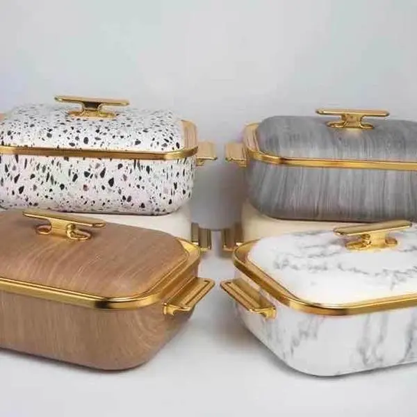 1 piece, 4L Luxury Food Warmer Set Square Hot Pot Rectangle