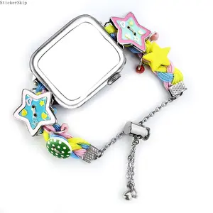 2026 Rainbow Braided Star Watch Band for Women, Stylish Comfortable Strap Compatible with Apple Watch Ultra 3/2 SE Series 1-11, 38-49mm Universal Fit with 20/22mm Standard Lug Width, Aesthetic Accessory for Daily Party Holiday Gifting