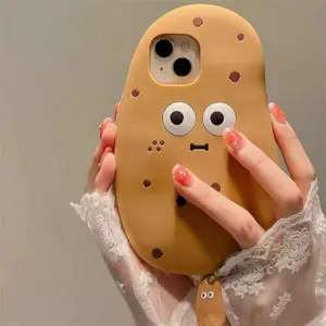 [Jy] Weird three-dimensional cute potato emoji applies to iPhone17 mobile phone case Air Apple 16promax fun 15 new models Decorative Smartphone Protector