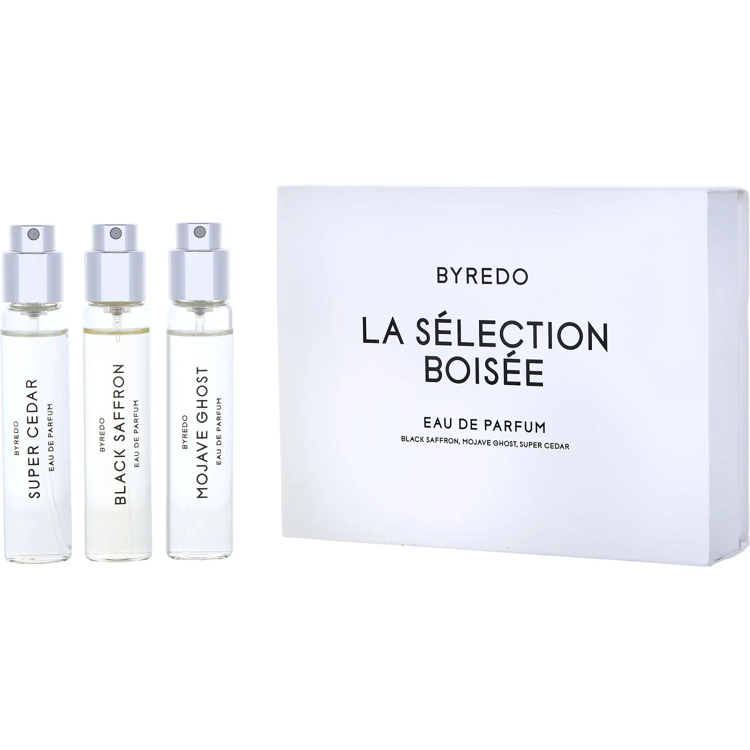 Byredo Variety 3 Piece Set With Black Saffron & Mojave Ghost & Super Cedar And All Are Eau De Parfum Spray 0.41 Oz Mini For Unisex