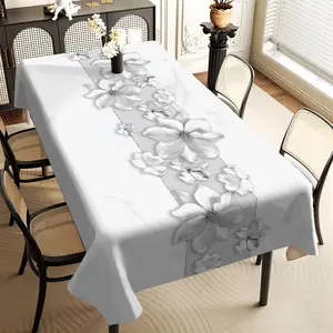 JIT 1pc 2D flat modern beige floral rectangular tablecloth, for kitchen, living room, and dining table, kitchen accessory, party, room & Outdoor Patio decorative tablecloth, a tablecloth gift for friends, Rectangle tablecloth