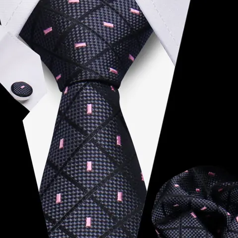 Men's High-Quality , Casual Elegant Tie Hanky Cufflinks Set, Wedding Party Shirt Accessories, Elegant Gift for Friends, 3-Piece Formal Wear Kit