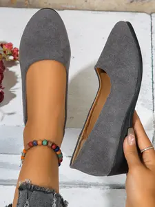 Women's Solid Color Wedge Heeled Rubber Shoes, Elegant Single Shoe Design, Perfect for Daily Wear, Comfortable and Stylish Footwear