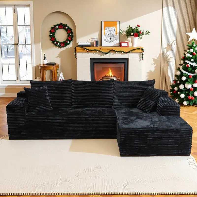 Black Corduroy Right Recliner		
