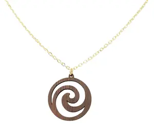 Black Walnut Wood Wave Pendant Necklace