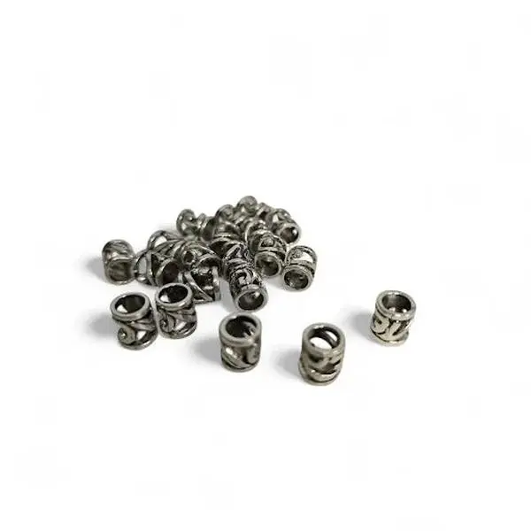20 Piece Antique Silver Tibetan Style Zinc Alloy Rondelle Medium Dreadlocks Vintage Clasp Rings Stackable