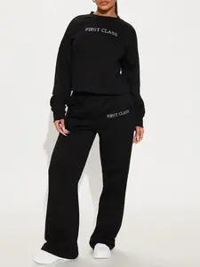 First Class Only Pant Set - Black Clothes Suits with 'FIRST CLASS' Embroidery for Stylish Comfort Menswear Top