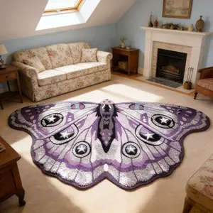 Nordic Vintage Butterfly Carpet Rug, Vintage Design Rug, Soft Washable Plush Mat for Living Room Bedroom, Home Decor, Easy Care, Dreamy Romantic Style, Decorative Area Rug
