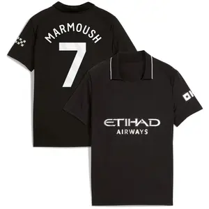 MCI Away Marmoush Black Jersey, Soccer Player Shirt