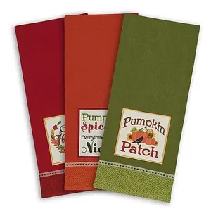 Design Imports Country Pumpkin Kitchen Towels Set of 3