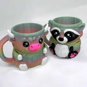 Penguin Highland Cow Raccoon Ice Cream Pint Holder 3D Printed Collectable Sweet Treat Buddy Specialty Kitchen Summer Charming Design Hand Wash Only